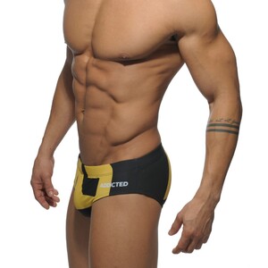 Фото - Плавки мужские Sport Line черного цвета с желтым принтом - Men box