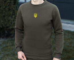 Фото - Світшот зимовий Pobedov кольору хакі з принтом "Герб" - Men box