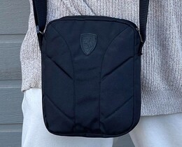 Фото - Міська сумка тканинна чорного кольору з лого Ferrari - Men box