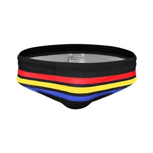Фото - Плавальні бріфи UXH чорного кольору з яскравими смужками - Men box