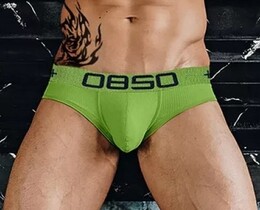 Фото - Мужские брифы 0850 зеленые с брендированной резинкой - Men box