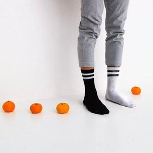 Фото - Чоловічі чорні шкарпетки з білими смужками. ТМ SOX - Men box