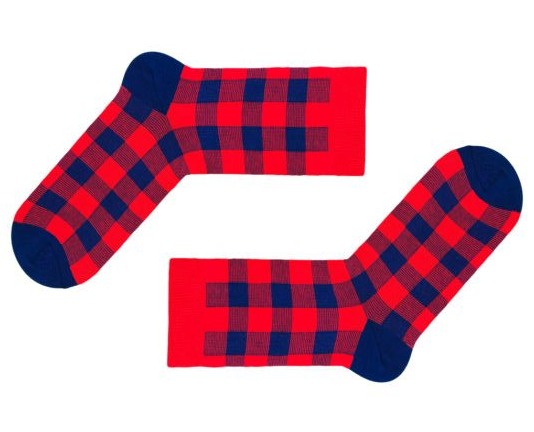 Фото - Красные мужские носки в синюю клетку ТМ SOX - Men box
