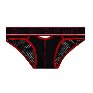 Фото - Чоловічі сітчасті бріфи Pump чорні з червоним кантом - Men box