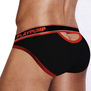 Фото - Чоловічі сітчасті бріфи Pump чорні з червоним кантом - Men box