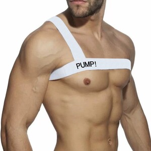 Фото - Эластичная мужская сбруя от бренда Pump белого цвета - Men box