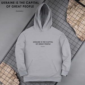 Фото - Худі Pobedov Ukraine is (двунитка) без начісу сіре - Men box